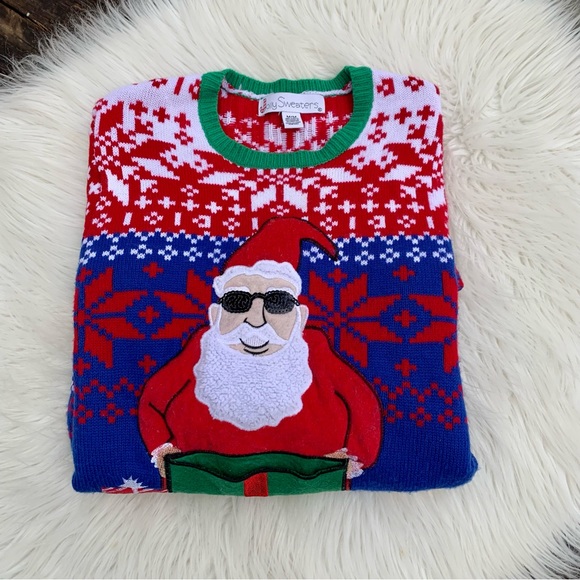Jolly Sweaters “Ugly Christmas” Groovy Santa Sweater Mens Medium - Picture 7 of 12